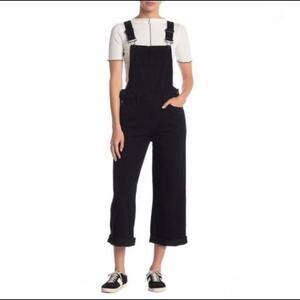 Cropped Overalls Paige SZ 24 Black Denim Nellie NWT